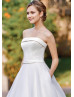 Strapless Ivory Satin Organza Wedding Dress With Pockets